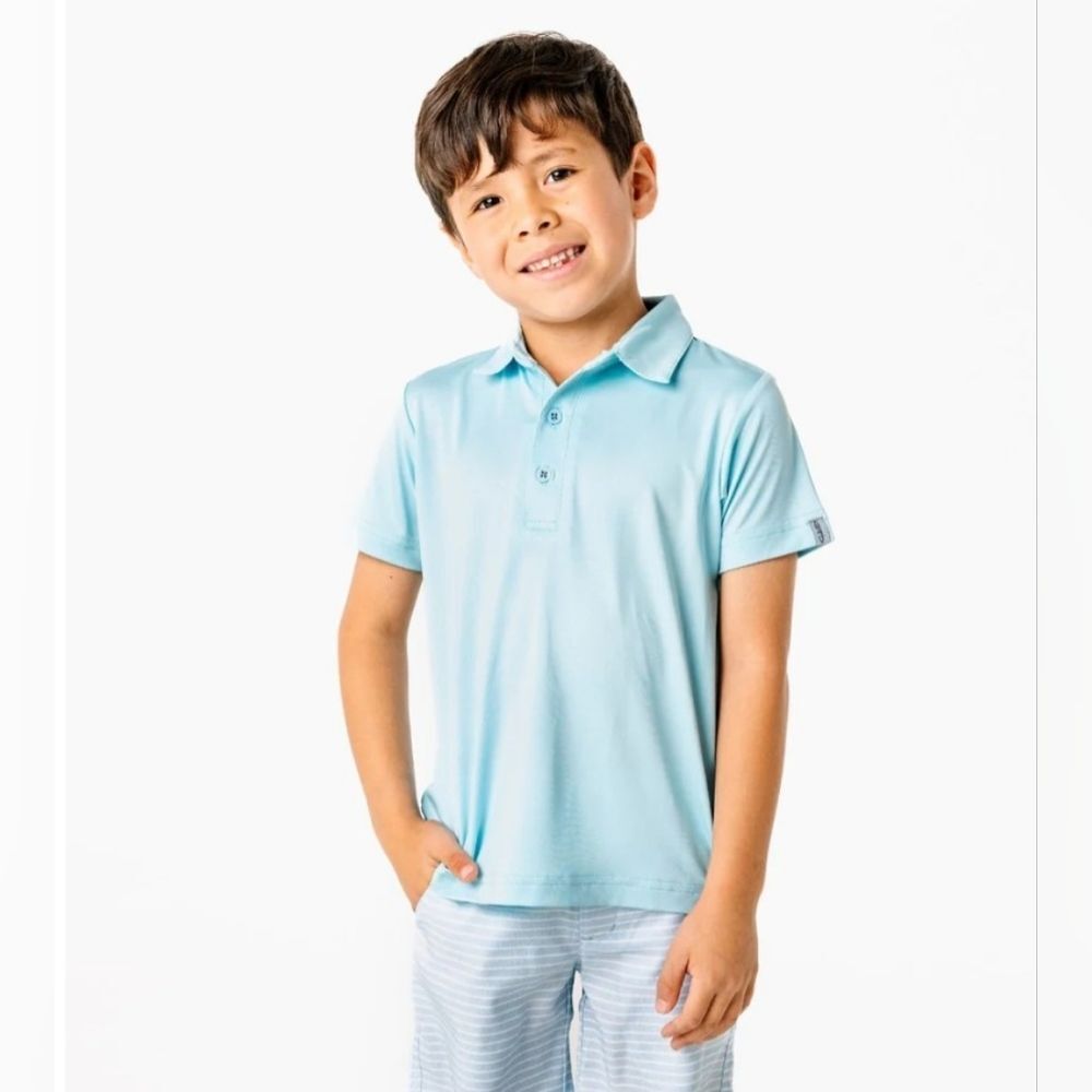 NWT Garb Blake Polo Shirt Boys 3T Light Blue Performance Golf School Toddler Top